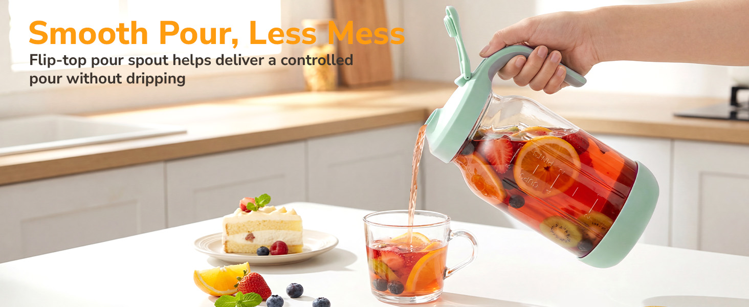 Glass Pitcher with Pour Spout Lid 2 Quart Mason Jar Pitcher