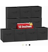 Large Closet Organizer Bins | 13 Inch Fabric Storage Cubes with Handles | 10 Pack Cabinet Shelf B...