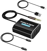 Analog to Digital Audio Converter 3.5mm to Optical Adapter Cable AUX Input Toslink Optical Output...
