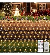 echosari Battery Operated Net Lights, 6.6 x 9.8Ft 200 LED Christmas Net Lights with 8 Mode Timer ...