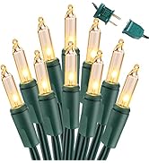 Brizled Christmas Lights, 300 Count 69.6ft Warm White Incandescent Christmas Lights Connectable, ...