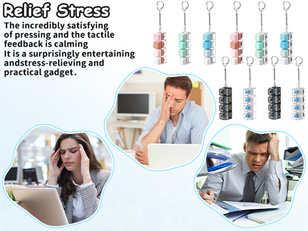 Keyboard Fidget Toy, Keychain 4 Key Mechanical Clicker Finger Press Toy