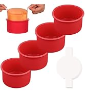 HUAKENER 4 Inch Cake Pan, 4 Pack Silicone Cake Molds with 100 Pieces Parchment Paper, Nonstick Ro...