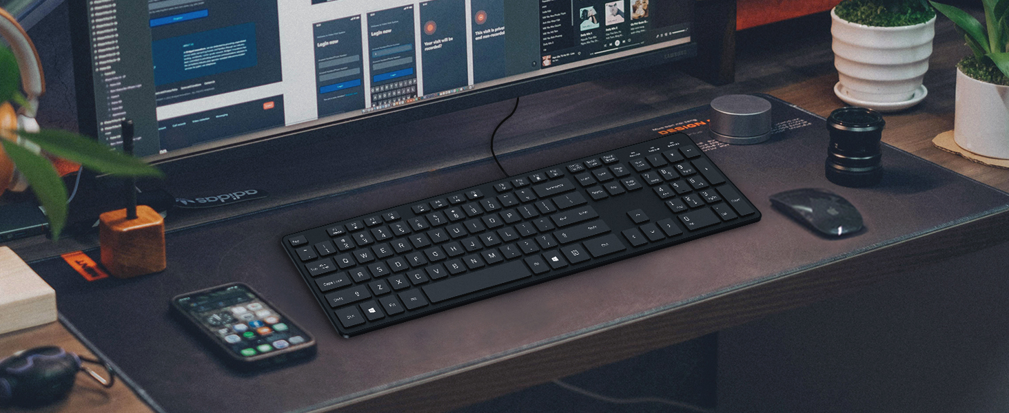 Low-Profile Flat Keyboard with US Layout (QWERTY),Ultra-Slim Quiet Computer Keyboard for PC Windows