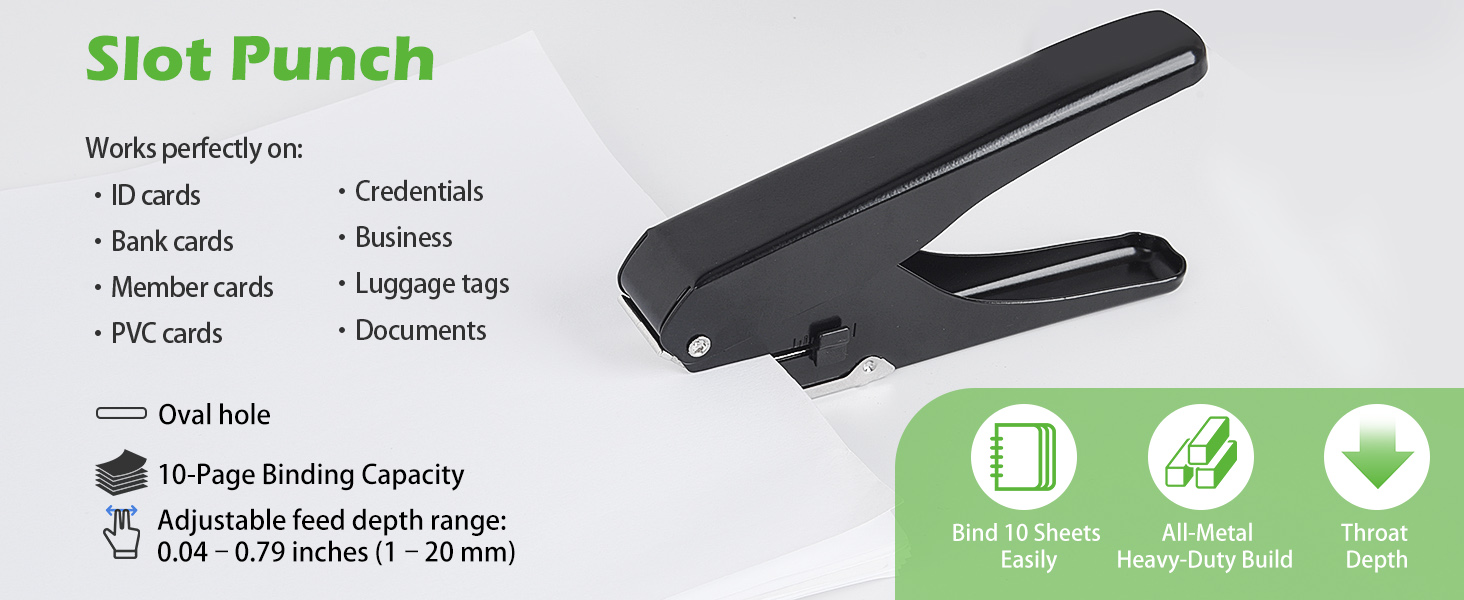 slot puncher, slot punch, badge hole puncher, badge hole punch for id cards, oval hole punch