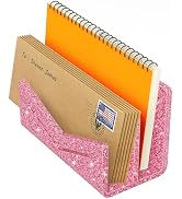 Beego Envelope and Mail Organizer Countertop - 2 Compartments Glitter Pink Acrylic Desk Organizer...
