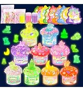 Unicorn Magic Glow-in-The-Dark Slime Kit 9 Pack with Glow Charms - DIY Slime Set Sensory Toys, Ra...