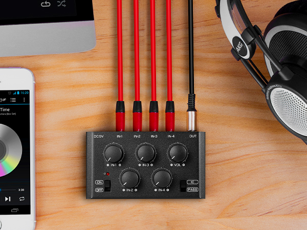Mini Stereo 4-Channel Audio Mixer
