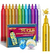 Betem Super Golden Metallic Paint Markers, 12 Colors Metallic Paint Pen Scrapbook Supplies, 2-3mm...