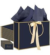 woric 10 Pack 14'' Gift Bags, Large Navy Blue Paper Bags for Graduation, Birthday, Wedding, and B...