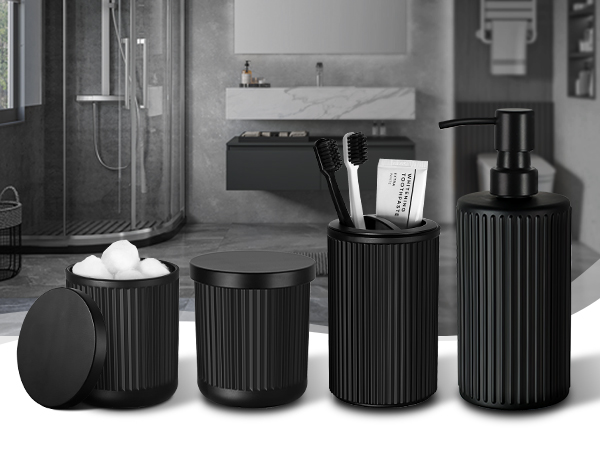 bathroom accessory set black