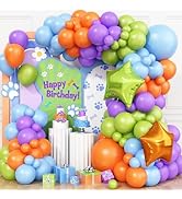 Cartoon Party Balloons, Blue and Orange Purple Balloon Arch Garland Kit, 5/10/12/18 Inch Orange B...