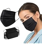 Borje Disposable Face Mask, 100 PCS Black Masks, 3 Ply Protection Face Masks