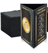FLKQC Table Tent Triangle Menu Holders 4" x 6", 20 Pack 3-Side Leatherette Picture Frames, Menu C...