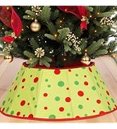 Christmas Tree Collar 24 Inch Polka Dots Green High Decorative Base for Christmas Trees Stylish H...