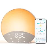 Glocusent Dual Alarm Sunrise Alarm Clock with Sound Machine,APP Control | 10 Alarm Sounds,12 Ligh...