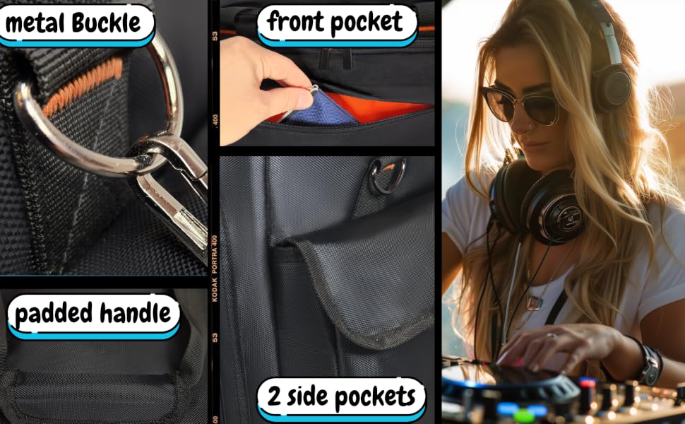 DJ Cable File Bag Detachable Dividers Padded Bottom Travel Gig Organizer Gear Sound Equipment Laptop