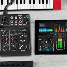 3 Channel Bluetooth Audio Mixer - DJ Sound Controller Interface with USB Soundcard for