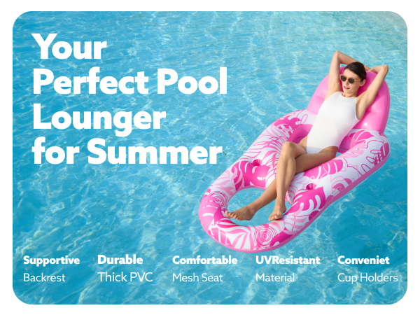 SLOOSH Inflatable Pool Floats Lounger with Cup Holders Foot Rest for Adult