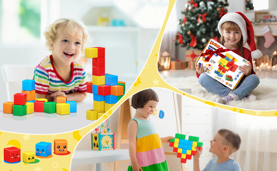 Magnetic Blocks Magnetic Building Blocks for Toddlers Age 3-5 Magnet Cubes Toys