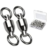 AMYSPORTS Barrel Ball Bearing Swivel Saltwater Stainless Rolling Fishing Swivel Steel High Streng...