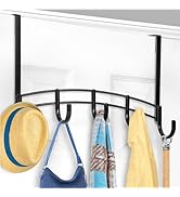 LYNK Professional Home Over The Door Hooks - 5 Hook Over The Door Hanger - Over Door Coat Rack
