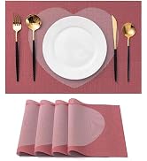 CADONO Placemats Set of 4 Washable Indoor/Outdoor Vinyl Place Mats for Dining Table Durable Non-S...