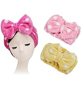 Shintop 3 Pack Flannel Cosmetic Headbands, Bowknot Elastic Hair Band Hairlace for Washing Face Sh...