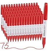 Affisure Red Permanent Markers Bulk, 75 Count, Quick Drying and Fade Resistant, Fine Point Marker...