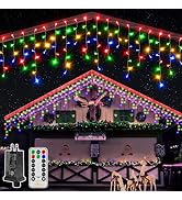 Ollny Icicle Lights for Outside 400LED 32FT, Multicolor Christmas Light with Remote 8Modes Timers...