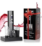 Electric Wine Opener Set – Rechargeable Wine Bottle Opener Kit with Foil Cutter, Vacuum Stoppers,...