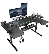 EUREKA ERGONOMIC Gaming Desk,Standing Desk with Keyboard Tray,74" U Shaped Studio Desk for Record...