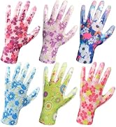 Nimalpal 6 Pairs Gardening Gloves for Women - Breathable Rubber Coated Garden Gloves, Multi-purpo...