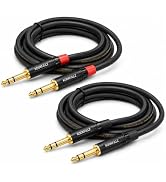 KOOKFJLLZ 1/4 Inch TRS Cable 2-Pack 3FT, 6.35mm Male to Male Balanced Stereo Patch Cable, 20AWG O...