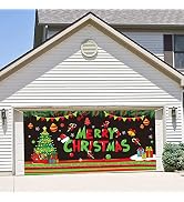 Christmas Outdoor Garage Door Banner Cover Holiday Large 2021 Christmas Backdrop Decoration - Bla...