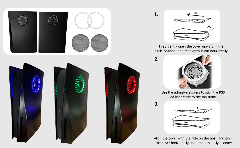 ps5 faceplates with vents and rgb light