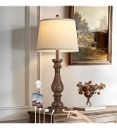 luxeflow 29" Tall Farmhouse Table Lamp for Living Room,Rustic Bedside Lamps with USB C+A Ports & ...