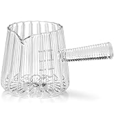 6OZ Glass Measuring Cup - 180ml Borosilicate Glass Espresso Shot Glass with Glass Handle, V-Shape...