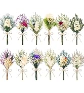 LawnIdyll 12/24 PCS Charming Dried Flowers Bouquet for Vase Various Dried Wildflowers with Stems ...