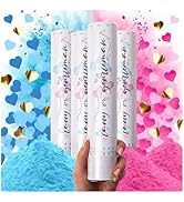 PrimePure Gender Reveal Confetti Cannon - Biodegradable Powder & Heart Shaped Confetti Poppers - ...