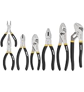HURRICANE 7 Pieces Pliers Set, 8 inch Groove Joint Pliers, 8 inch Slip Joint, 7‘’ Linesman, 6‘’ S...