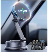 visnfa Qi2.2 25W MagSafe Car Mount Charger, Cooling Fan, 75W Fast Adapter | Long Arm Magnetic Wir...