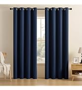 CUCRAF Navy Blue Blackout Curtains 84 inch Length 2 Panels Set, Room Darkening Curtains & Drapes ...