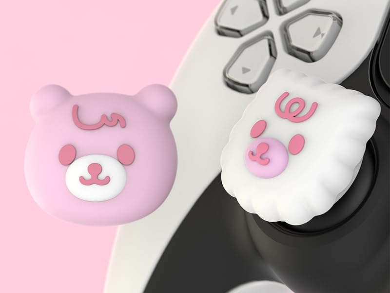 PlayVital Cute Thumb Grip Caps for ps5/4 Controller, Silicone Analog Stick Caps Cover for Xbox