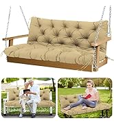GZXAGZJ Outdoor Swing Replacement Cushions 60x40 inch Waterproof Porch Swing Cushions with Backre...