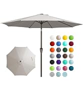 JEAREY 9FT Outdoor Patio Umbrella Outdoor Table Umbrella with Push Button Tilt and Crank, Market ...