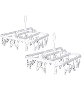 Annaklin Foldable Plastic Hangers with 26 Drying Clips, Underwear Hanger with Clips, Plastic Laun...