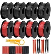 18 AWG Stranded Wire Spool, 16.4ft Silicone Electrical Tinned Copper Wire, 18 Gauge Flexible Red ...