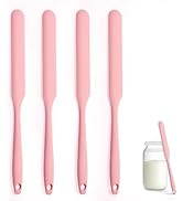 Silicone Jar Spatula Set of 4, Long Handle Skinny Spatula and Spurtle for Sourdough Starter, Flex...