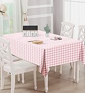 FALIZIFU 2 Pack Pink Gingham Tablecloth 54 × 108 Inch Pink and White Checkered Table Cloth Plasti...